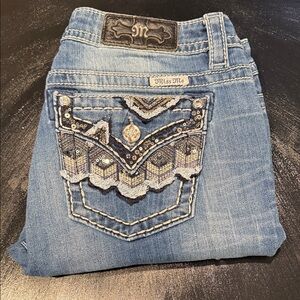 Miss Me Women's Light Blue Embellished Jeans Size 30 Skinny